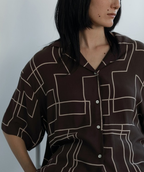 ブラウス シャツ Geometric Opencollar Shirts レディース
