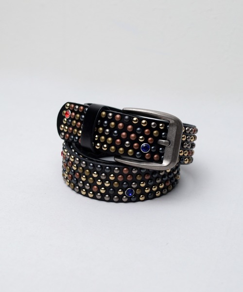 ARCHIVER ベルト 「Bk」本革 スタッズ ワイドレザーベルト メンズ