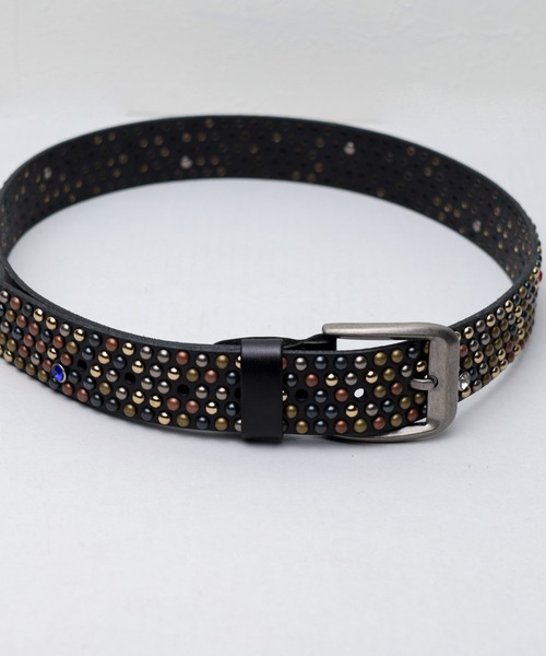 ARCHIVER ベルト 「Bk」本革 スタッズ ワイドレザーベルト メンズ