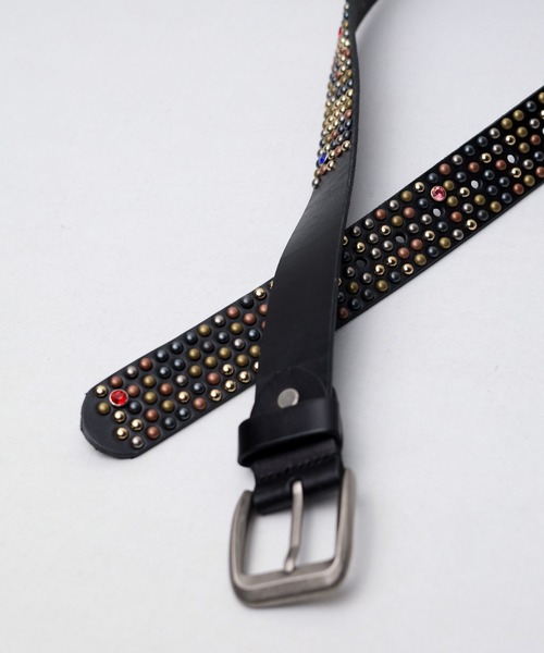 ARCHIVER ベルト 「Bk」本革 スタッズ ワイドレザーベルト メンズ