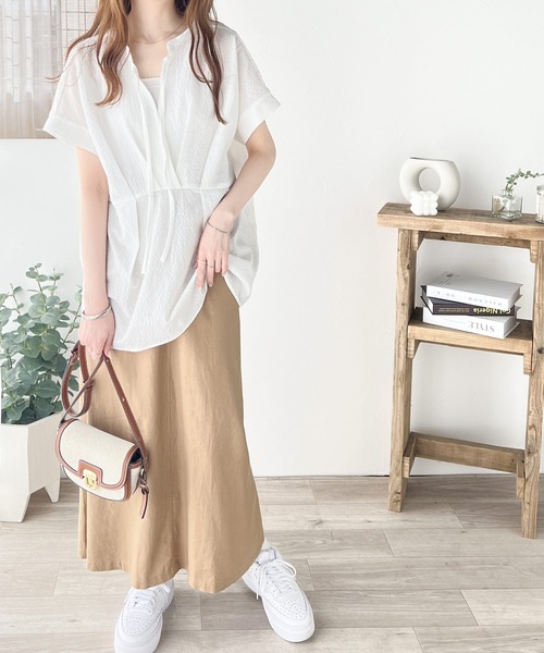 「classicalelf」 半袖チュニック MEDIUM ベージュ レディース