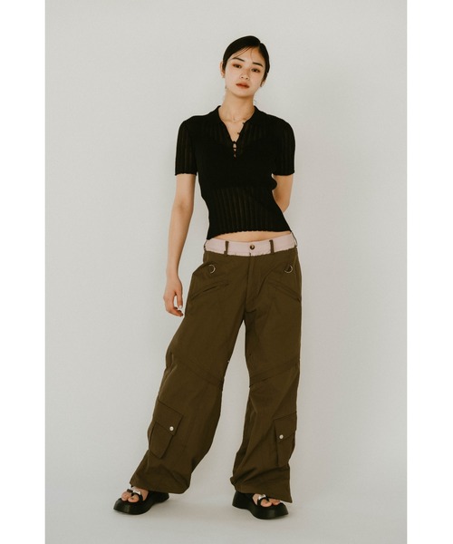 ニット セーター Knuth Marf sheer polo knit レディース