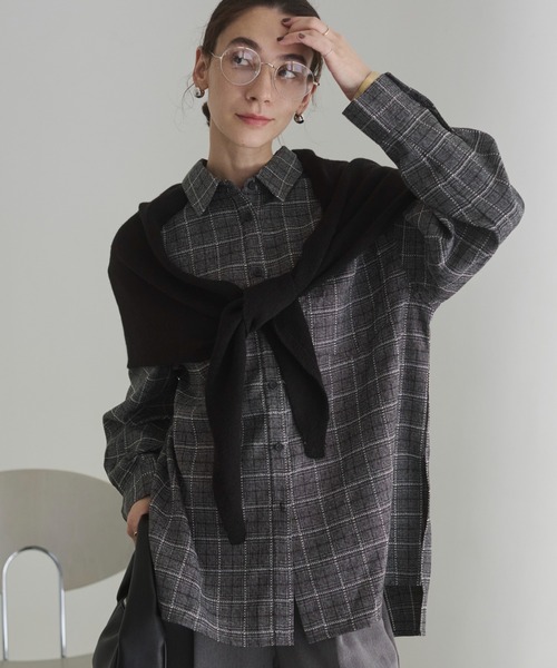 ANGIE ブラウス シャツ オーバーサイズ チェックシャツ レディース