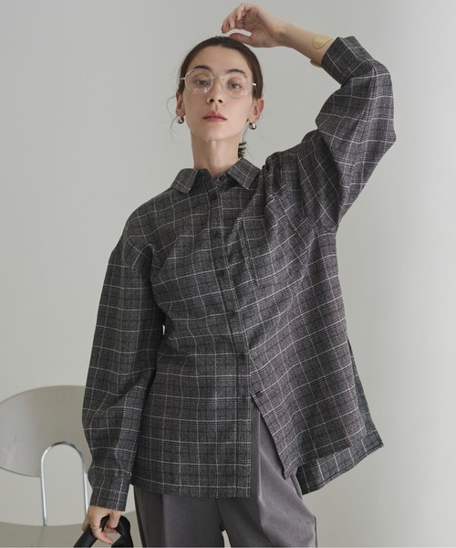 ANGIE ブラウス シャツ オーバーサイズ チェックシャツ レディース