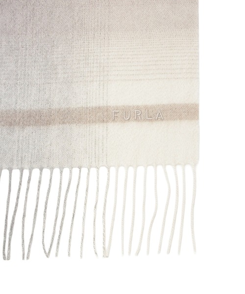FURLA（フルラ） マフラー ストール カシミヤ100% マフラー ”ロゴ刺繍