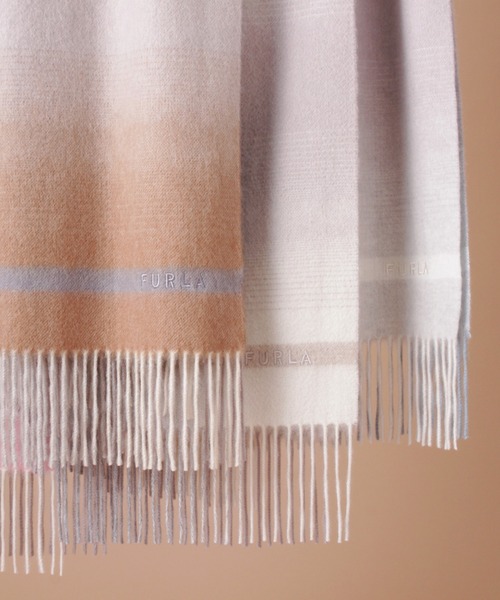 FURLA（フルラ） マフラー ストール カシミヤ100% マフラー ”ロゴ刺繍