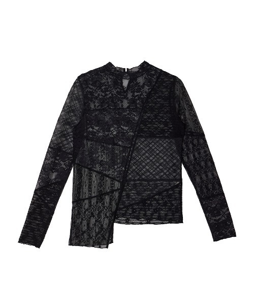 Ameri（アメリ） LACE PATCHWORK ASYMMETRY TOP レディース : ZOZOTOWN
