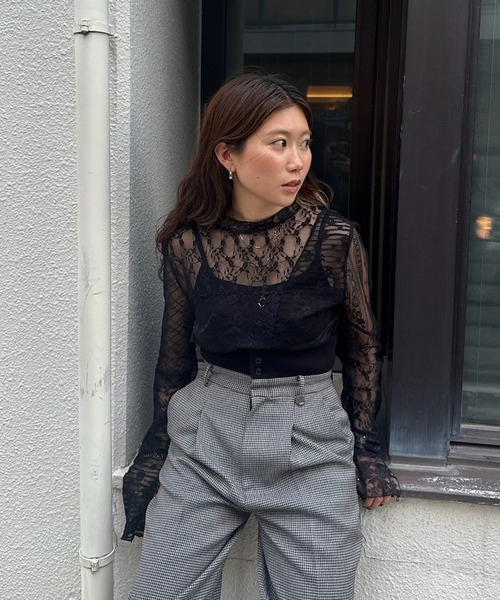 Ameri（アメリ） LACE PATCHWORK ASYMMETRY TOP レディース : ZOZOTOWN