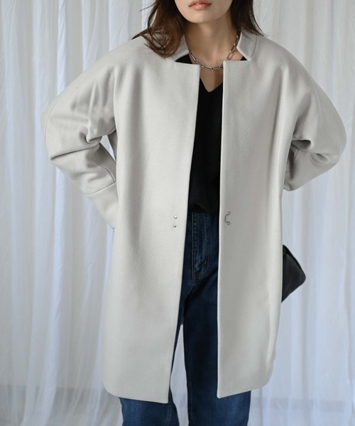 ＆HALF コート アウター ウール調フェルトジャケット（コート