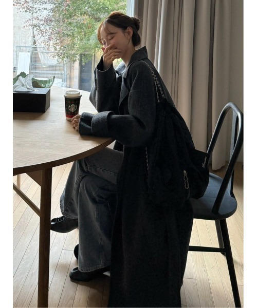 極美品 フレイアイディ バルマカンコート イタリア製 カシミヤ混 モカ M相当 フレイアイディー FRAY I.D☆ タックバルマカンコート