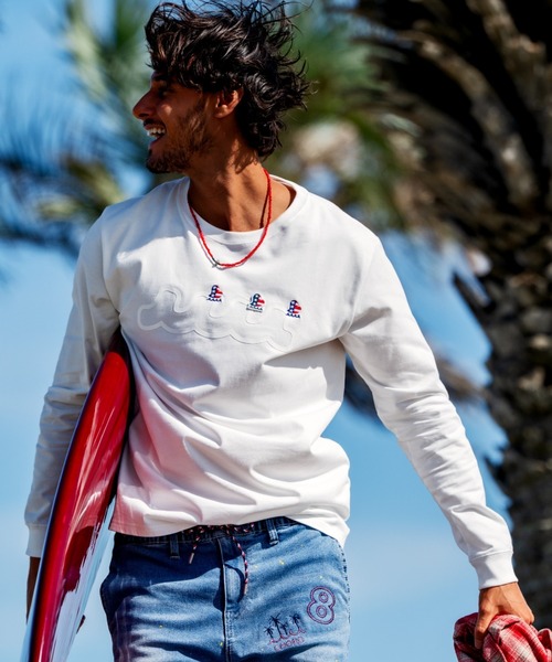 muta MARINE モックシャツ サイズ4 ホワイト/レッド ムータマリン muta MARINE モックシャツ サイズ4 ホワイト/レッド ムータマリン