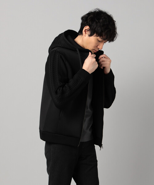 COMME CA MEN（コムサメン） パーカー ニットコンビ ジップアップ