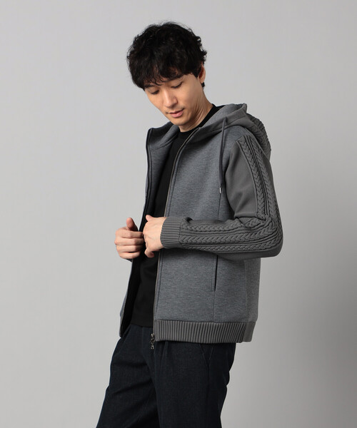 COMME CA MEN（コムサメン） パーカー ニットコンビ ジップアップ