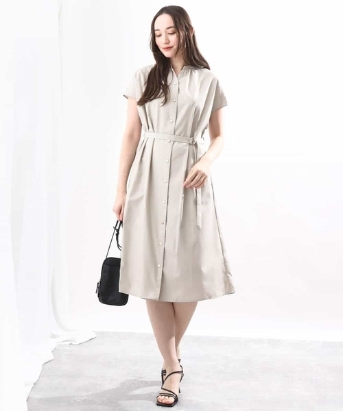 「OFUON le MK」 半袖ワンピース 38 ベージュ レディース_画像3