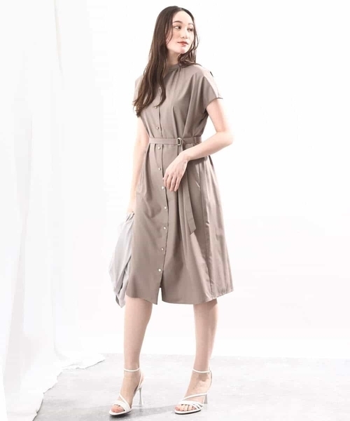 「OFUON le MK」 半袖ワンピース 38 ベージュ レディース_画像5