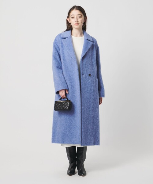 美品★Yori ステンカラシャギーコート★サックスブルー36 UNITED ARROWS（ユナイテッドアローズ） コート チェスターコート