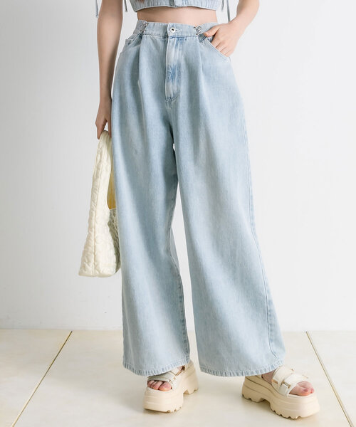 「OLIVE des OLIVE」 デニムパンツ SMALL サックスブルー レディース_画像2