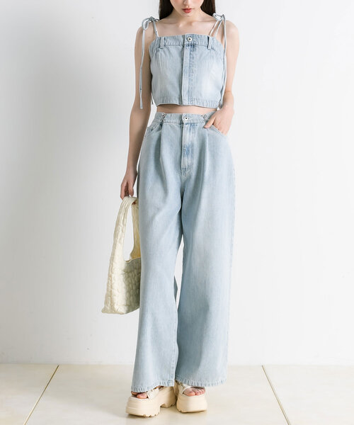 「OLIVE des OLIVE」 デニムパンツ SMALL サックスブルー レディース_画像4