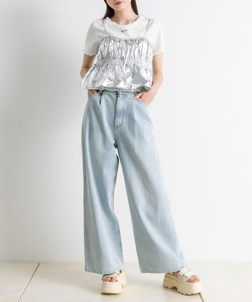 「OLIVE des OLIVE」 デニムパンツ SMALL サックスブルー レディース_画像8