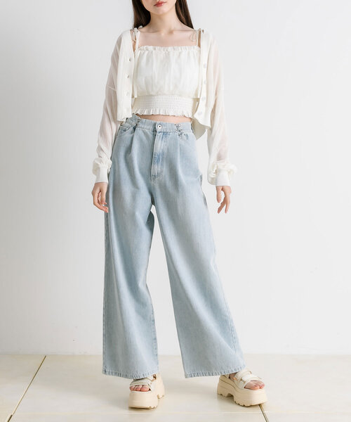 「OLIVE des OLIVE」 デニムパンツ SMALL サックスブルー レディース_画像9