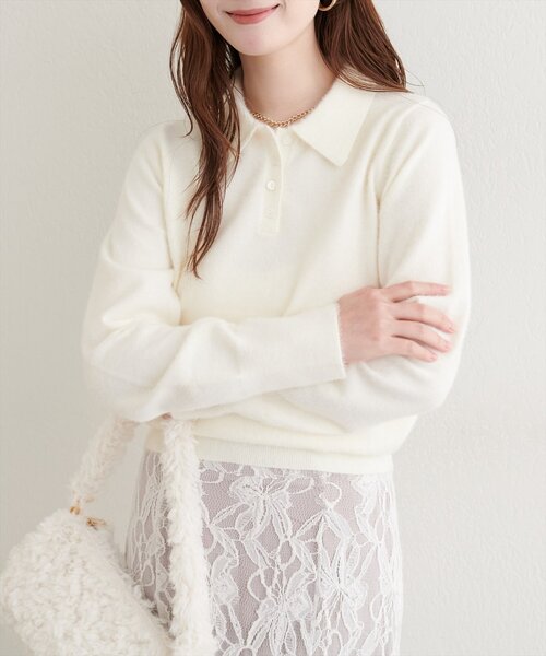 natural couture ニット セーター 「WEB限定」ふわシャギー衿付き natural couture ニット セーター 「WEB限定」ふわシャギー衿付き