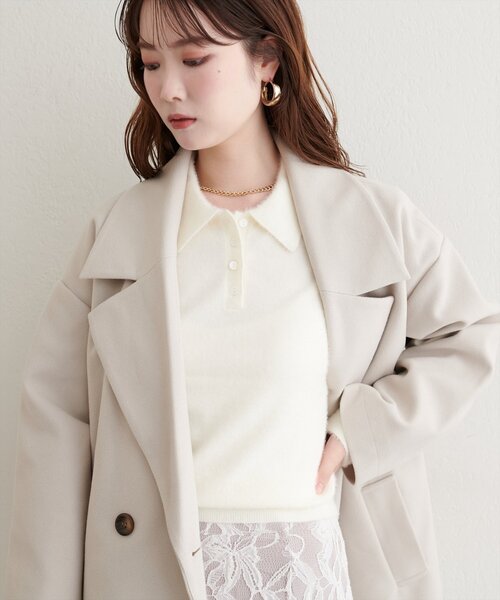 natural couture ニット セーター 「WEB限定」ふわシャギー衿付き