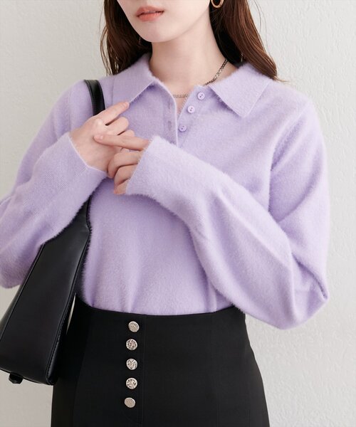 新品♡未使用　ジャスグリッティ　衿付きボリューム袖ニット JUSGLITTY（ジャスグリッティー） 長袖ニット 2 ブラウン レディース