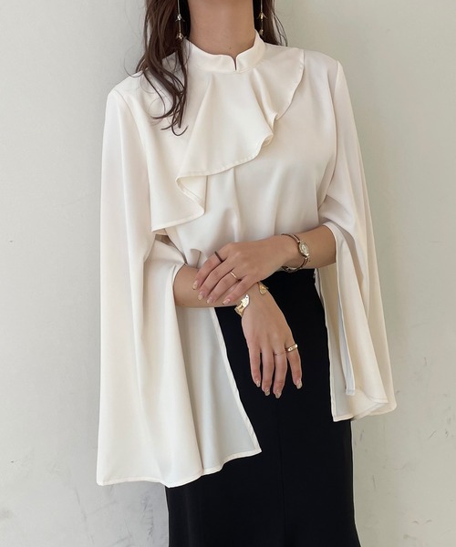 「JUNOAH」 長袖ブラウス SMALL モカ レディース_画像6