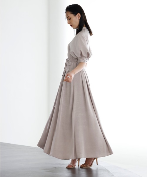 anuans（アニュアンス） 7分袖ワンピース SMALL ブラック レディース