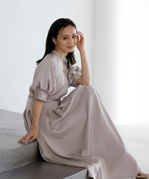 anuans（アニュアンス） 7分袖ワンピース SMALL ブラック レディース