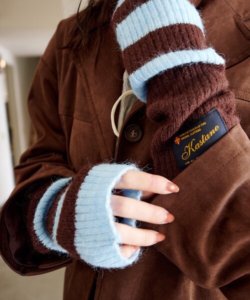 Kastane（カスタネ） アームカバー ボーダーアームウォーマー