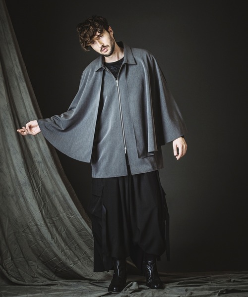 NO ID.（ノーアイディー） シャツ 「NO ID.」Layered Cape Zip Shirt