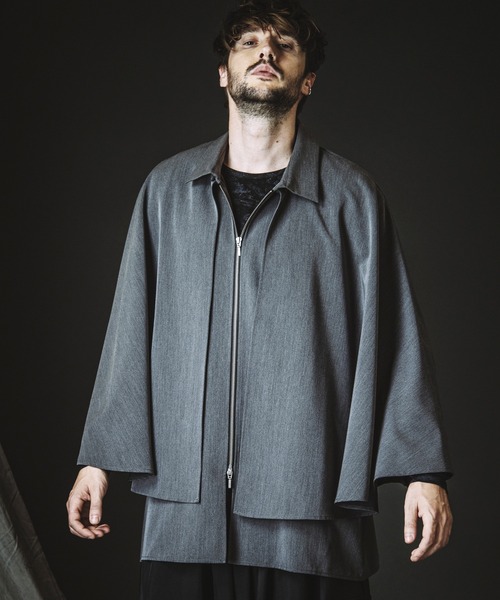 NO ID.（ノーアイディー） シャツ 「NO ID.」Layered Cape Zip Shirt