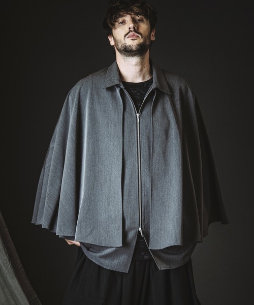 NO ID.（ノーアイディー） シャツ 「NO ID.」Layered Cape Zip Shirt