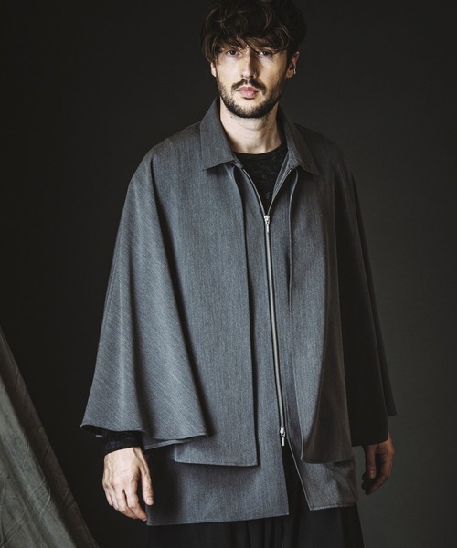 NO ID.（ノーアイディー） シャツ 「NO ID.」Layered Cape Zip Shirt