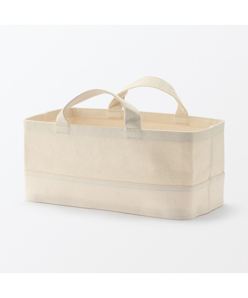 無印良品　持ち手付帆布　長方形バスケット　ソフトボックス　スリム　深 無印良品（MUJI） 収納 綿帆布 持ち手付ソフトボックス スリム小 約幅