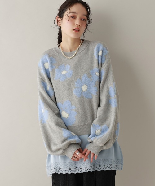 ジャガードニット インディゴセーター ◇インディゴジャガードクルーネックニット◇ニット セーター メンズ