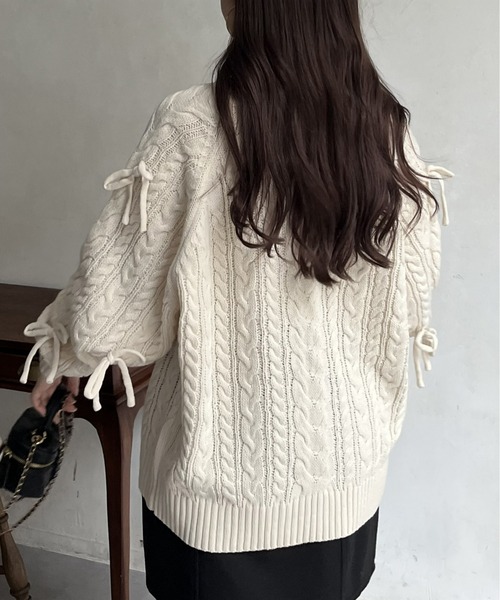 「prose verse」 長袖ニット フリ- アイボリー レディース_画像9