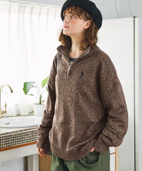 「U.S. POLO ASSN.」 長袖ニット FREE グレー レディース_画像3