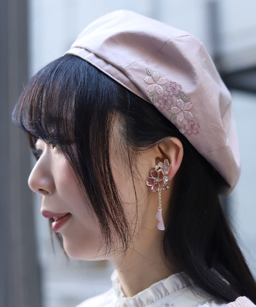 axes femme（アクシーズ ファム） 帽子 ハット 桜刺繍デザインベレー