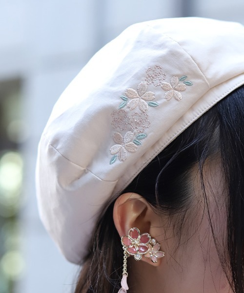 axes femme（アクシーズ ファム） 帽子 ハット 桜刺繍デザインベレー