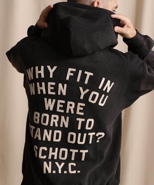 「schott」 プルオーバーパーカー X-LARGE ブラック メンズ_画像2