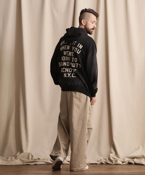 「schott」 プルオーバーパーカー X-LARGE ブラック メンズ_画像5