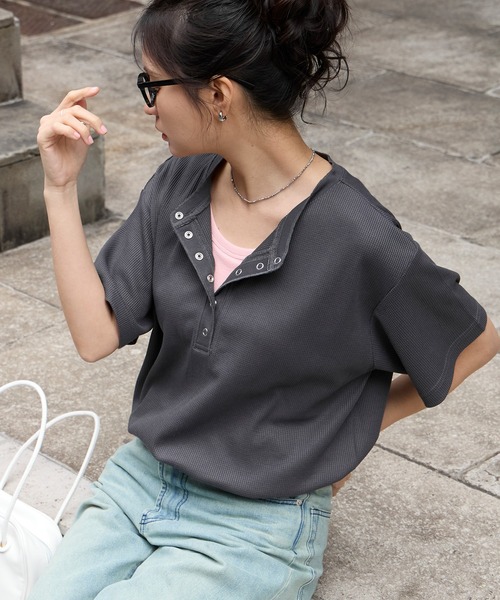 MONO-MART（モノマート） ヘンリーネック tシャツ 半袖 「anyway