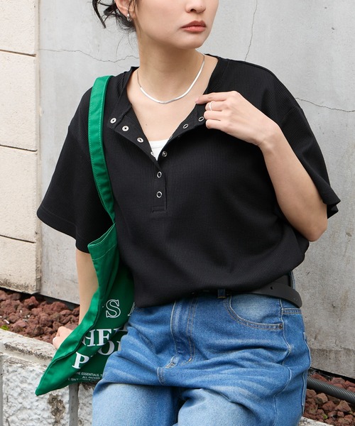 MONO-MART（モノマート） ヘンリーネック tシャツ 半袖 「anyway