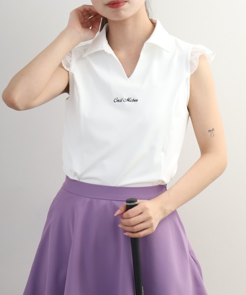 CECIL McBEE（セシルマクビー） ポロシャツ ポロ Sheer Skipper Blouse 