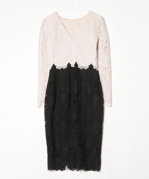 「Tadashi Shoji 」 レース長袖ワンピース 4 ブラック レディース_画像2