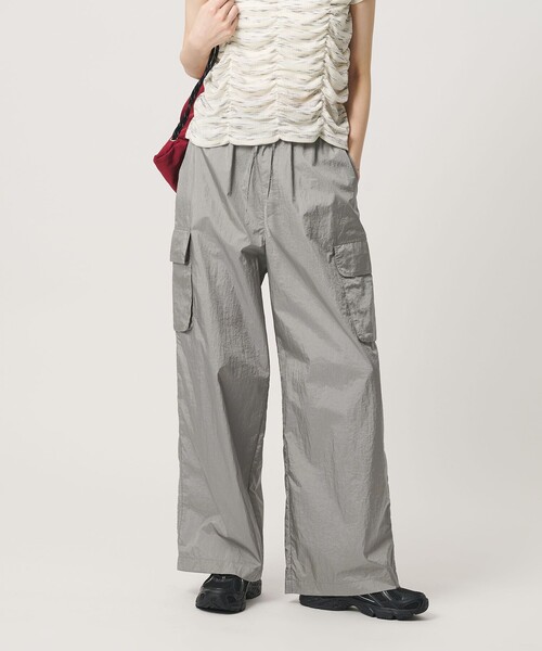 カーゴパンツ ワイドパンツ ドローストリング グレー BEAUTY＆YOUTH UNITED ARROWS ワイドパンツ カーゴパンツ ナイロン