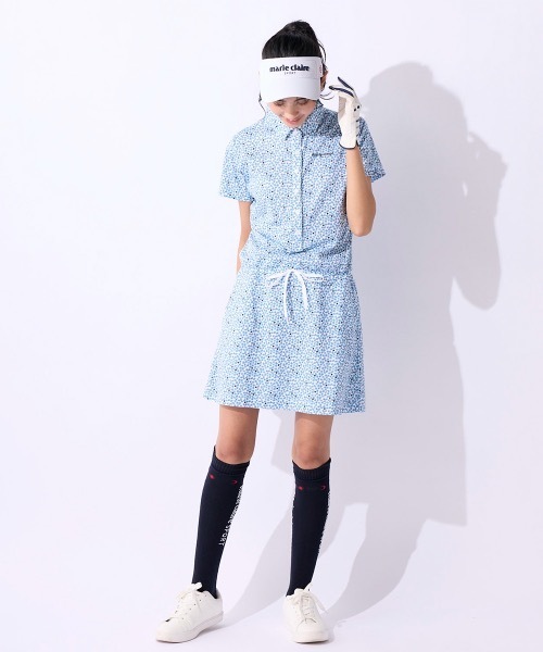 「marie claire」 半袖ワンピース LARGE ブルー レディース_画像2