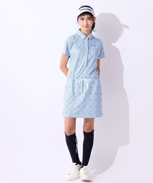 「marie claire」 半袖ワンピース LARGE ブルー レディース_画像4